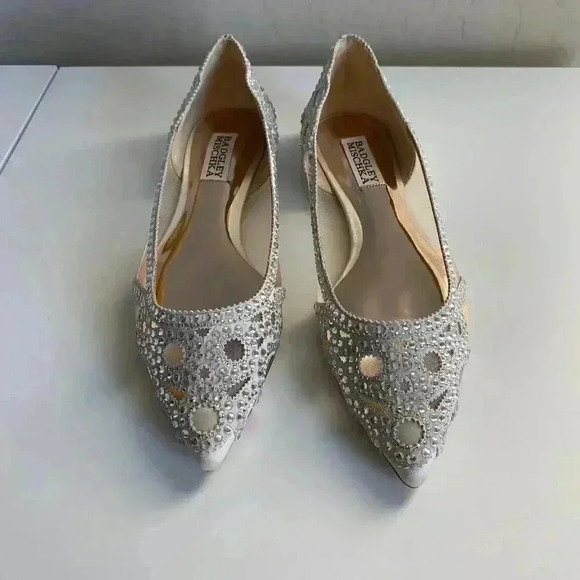 Badgley Mischka Gigi Crystal Pointed Toe Flat - Picture 6 of 11